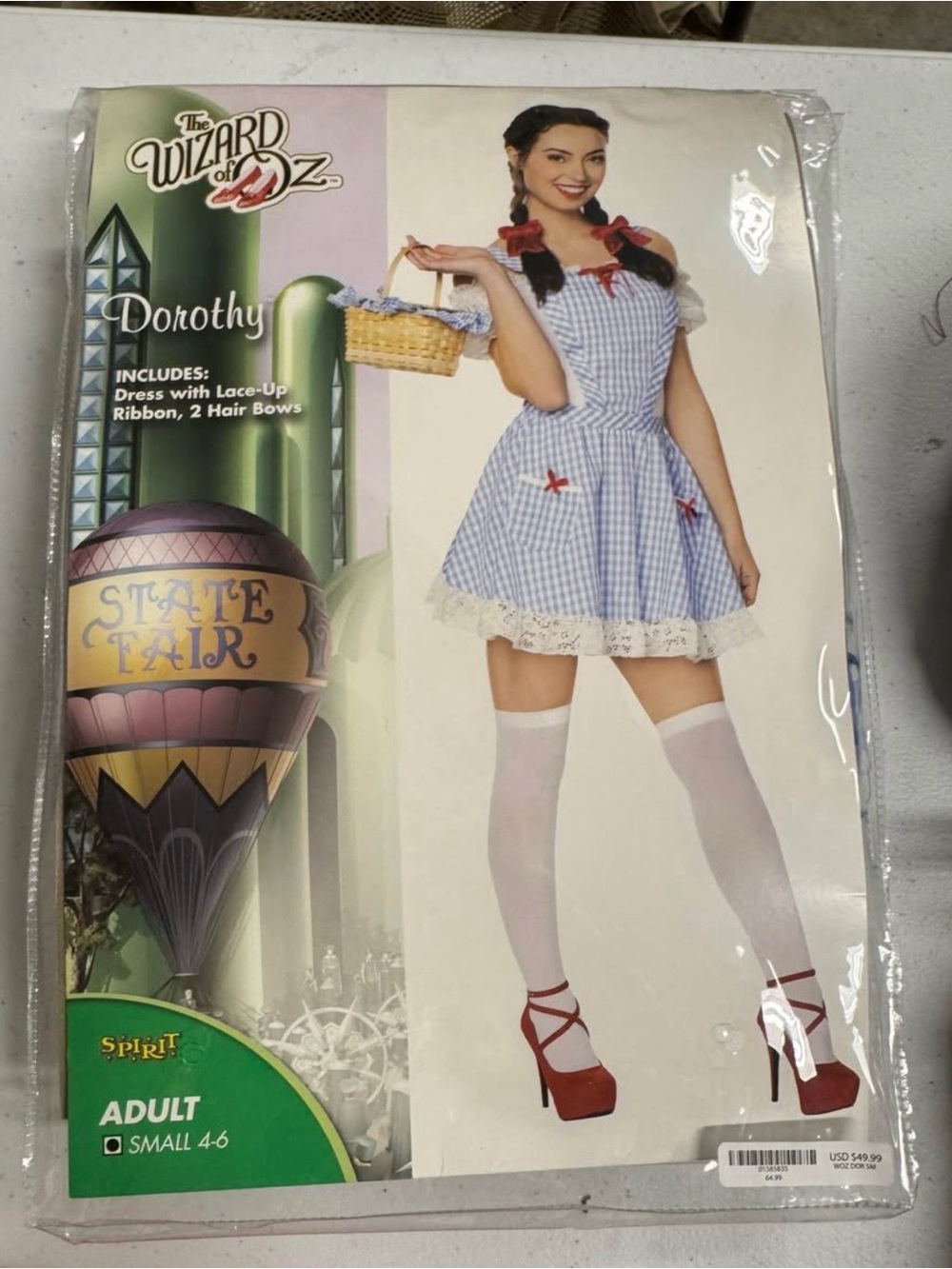 Spirit Dorothy Blue Gingham Dress Adult Costume with Red Accents